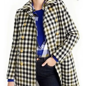 J Crew Double Breasted Oxford Check Coat